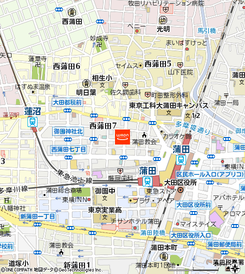 まいばすけっと蒲田駅西店付近の地図
